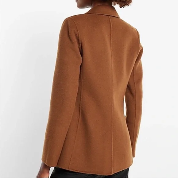 Express Hand Sewn Wool Blend Double Breasted Novelty Button Brown Blazer Jacket - Picture 3 of 15